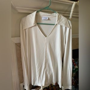 Beautiful Soft ST John 100% Silk Collared Cream Top